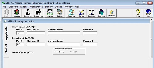 ATRF CS software screenshot showing how to access settings